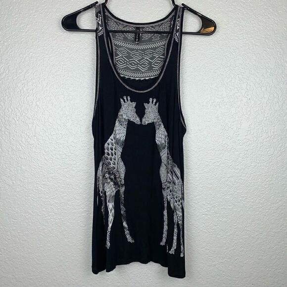 Full Tilt Womens Stretch Giraffe Print Scoop Neck Sleeveless Tank Top Large - Picture 2 of 6